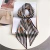 Fashion Double-layer Simulated Silk Women's Headscarf, Spring and Autumn Thin Streamer Bevel Scarf Temperament Small Silk Scarf Decorative Scarf Thin