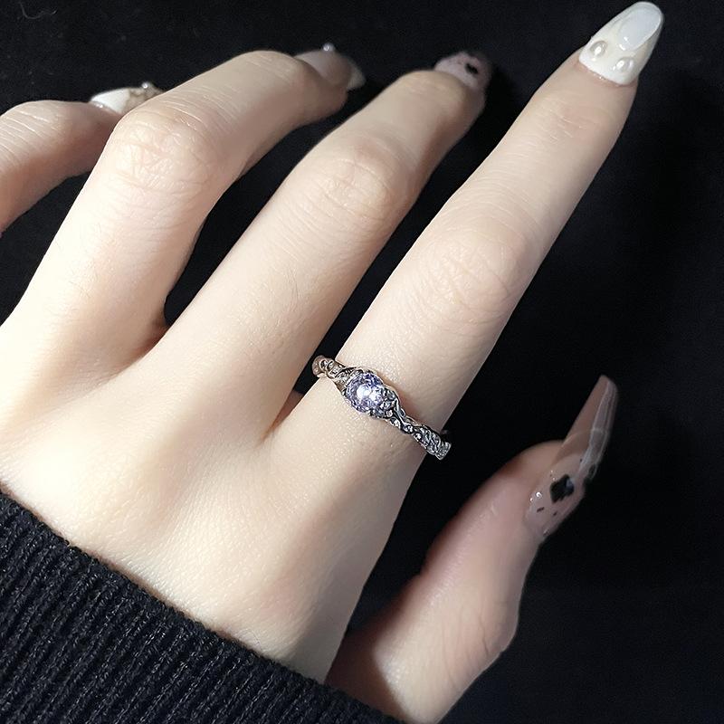 Нишевый Дизайн Открытый Браслет Французская Неправильная Текстура Металл Фиолетовый Циркон Браслет в Холодном Стиле