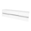 Moderner weißer High-Gloss TV-Schrank, 160x39x45 cm, LED-Beleuchtung, 2 Türen, 1 Schublade, Offenes Fach, 70-Zoll-Fernseher, Acrylglas-Einsatz, Push-to-Open