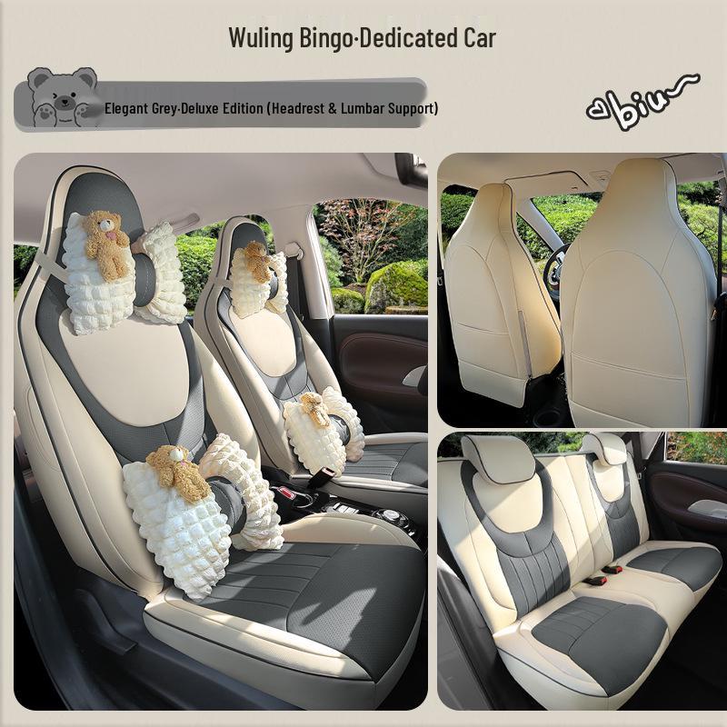 Universal Four-Season Cartoon Leather Car Seat Cushion for Wuling Bingo