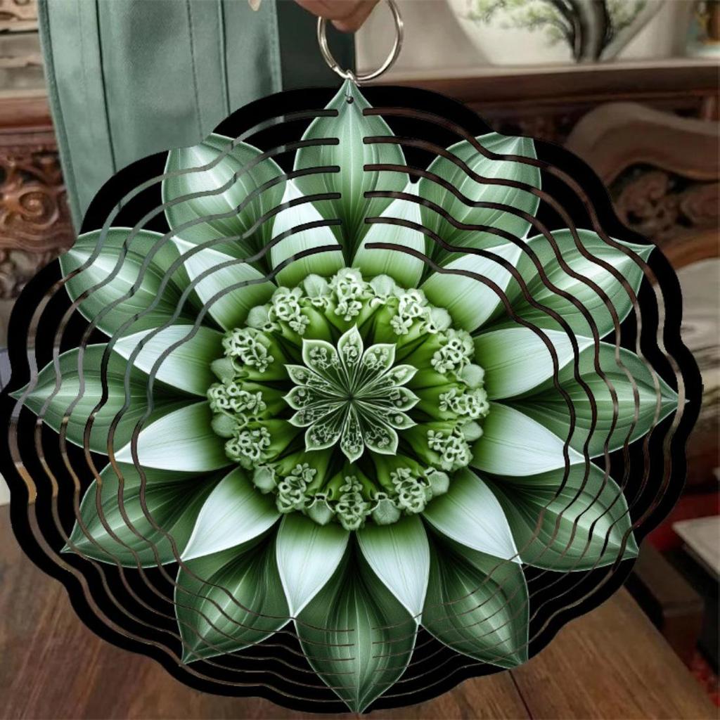 A 2D Metal Mandala Flower-Themed Outdoor Wind Chime, Perfect for Garden Decoration, Sculptural Yard Art, a Colorful Spinning Gift