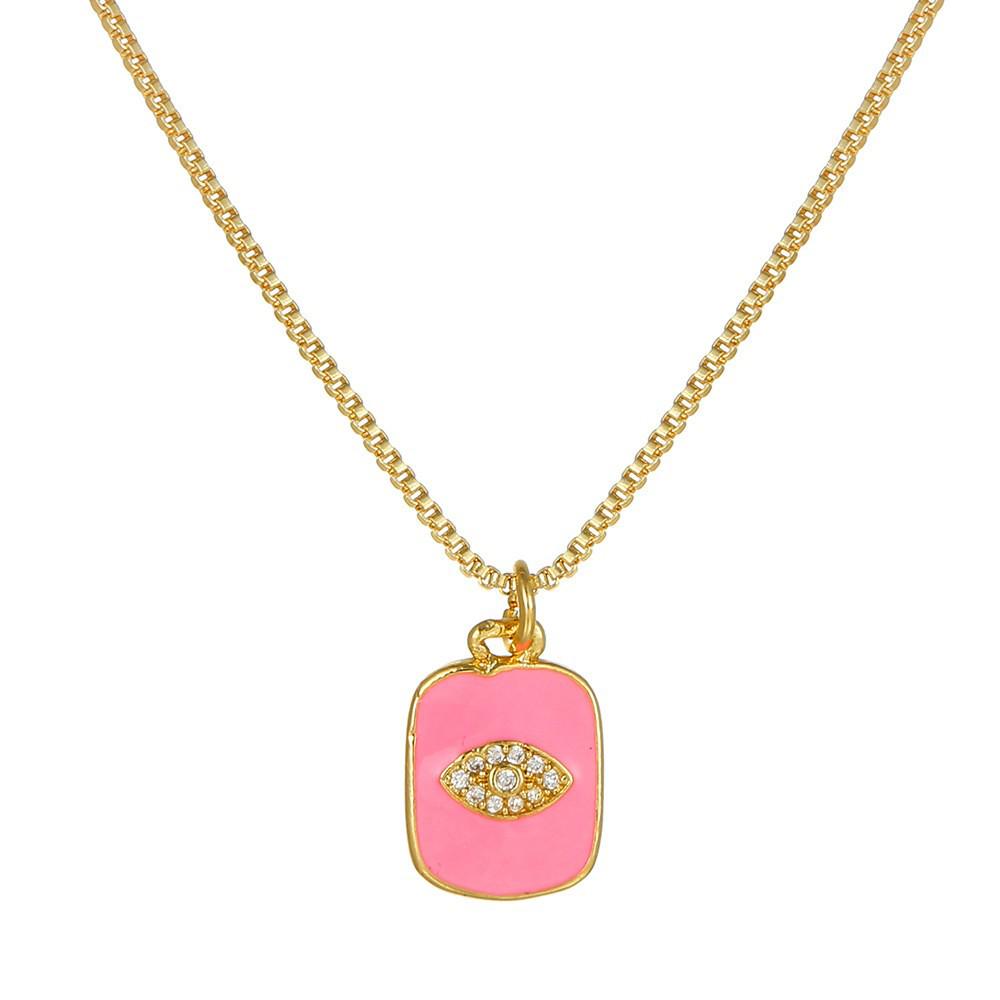 Valentine's Copper & Zircon Heart Pendant Necklace - Fashionable Women's Jewelry with Enamel Design and High-End Sweater Chain Style.
