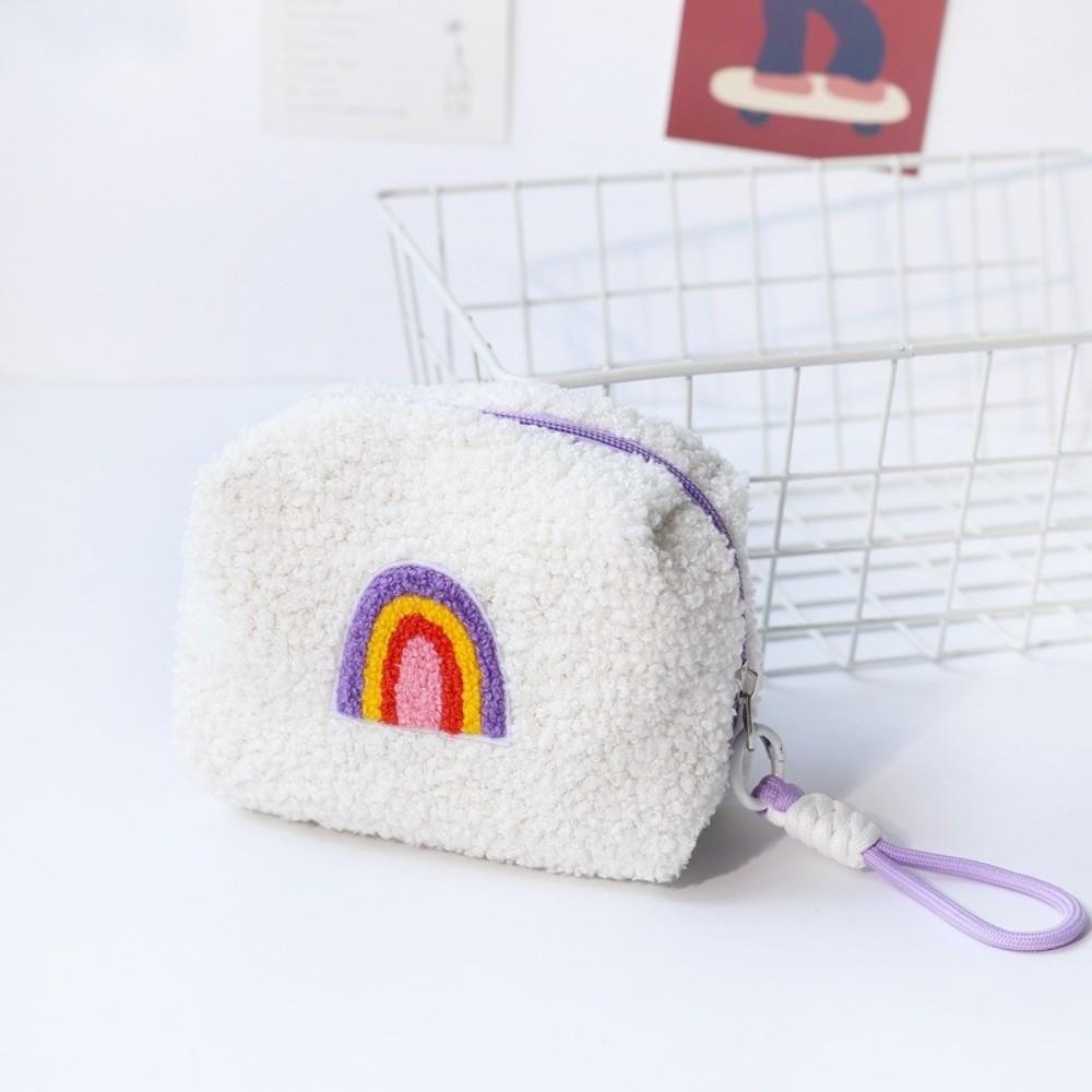 Velvet Material Velvet Makeup Bag Cute Design Cartoon Style Portable Wrist Bag Small Size Keychain Attachment