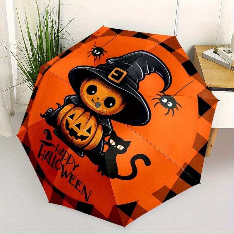 

1pc Happy Halloween Pattern Beautiful Looking Automatic Folding Umbrella, 3 Folding, 8 Pole Frame Design, Durable and Suitable for Travel an
