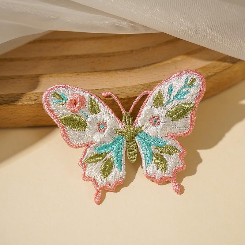 Iron On Patches Cute Waterproof Flower Butterfly Embroidery Heat Transfer Applique for Outdoor Bag Camping Gear Decoration