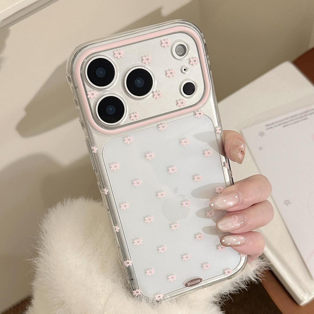 IPhone 15, iPhone 16 ve iPhone 17 Pro Max için Pembe Çiçekli Telefon Kılıfı