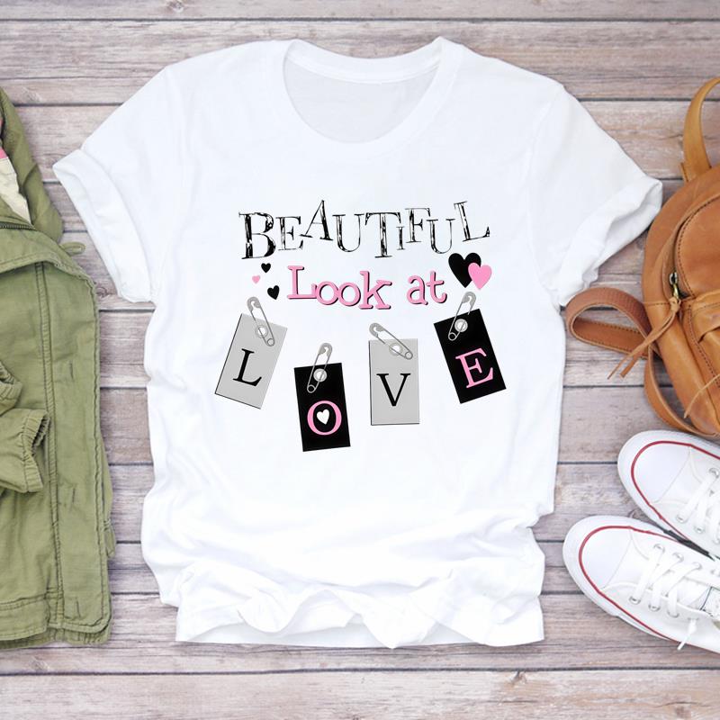 (Asian Size) style flower T Shirt Lady Female Top Short Sleeve T-shirts Casual Printed Clothing Women Fashion Graphic Tee