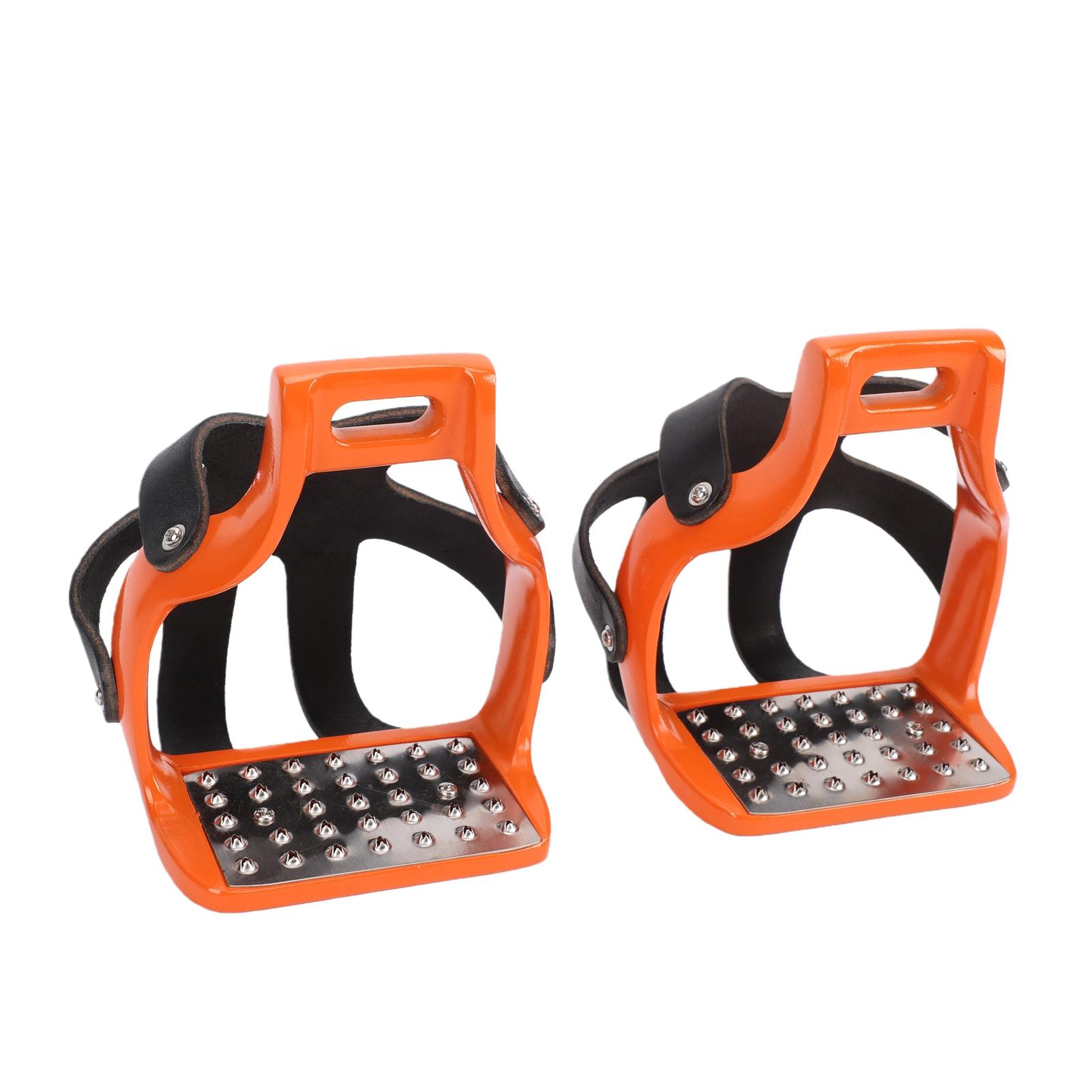 1 Paar Oranje Rijbeugels met Rubberen Netbedekking Antislip Aluminium Beugels voor Paardensportliefhebbers