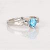925 Silver Swiss Blue Topaz Heart Ring Gold Plated Diamond Accent Blue Gemstone Women Jewelry Size 5.5