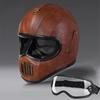 Tokyo Style Motorcycle Black Leather Full Face Retro Helmet Motorcycle Casco Moto Japan TT Helmets Fiberglass With Visor
