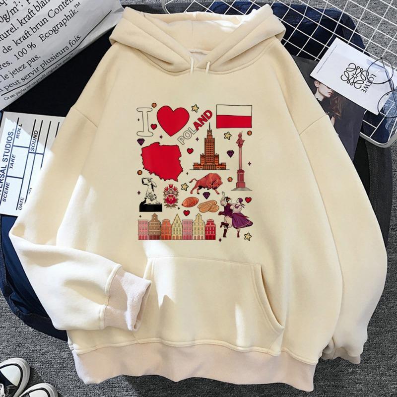 Polen Hoodie Muster moderner Stil Harajuku Manga jugendlich lustig Damen Trainingsanzüge Anime Manga trendig