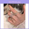 Elegant Vintage Style Double Layer Open Ring With Zircon And Pearl For Women
