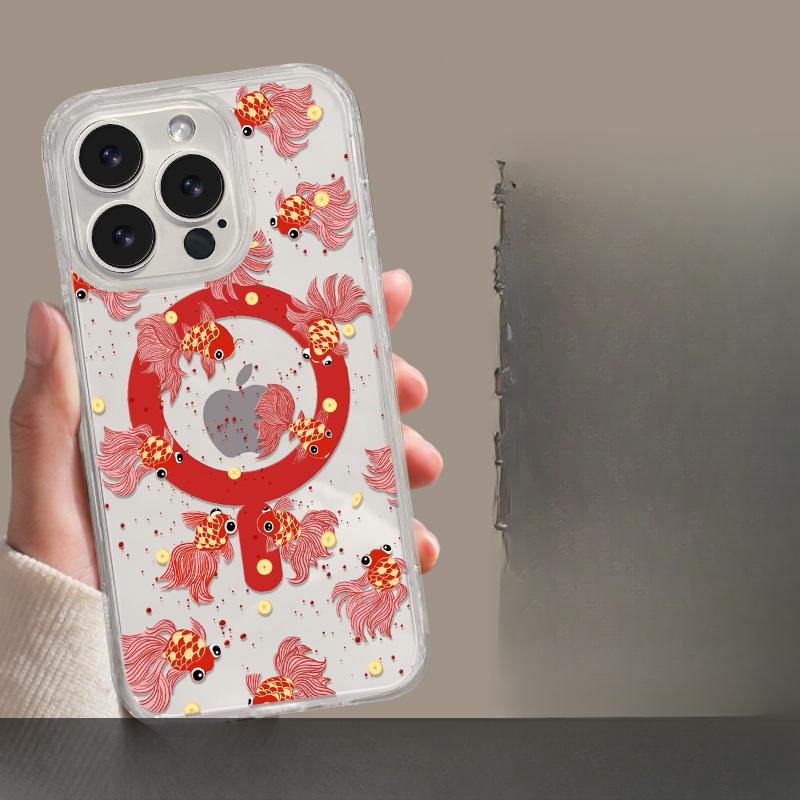 

Магнитная подставка для нот Koi с тряской, подходит для Apple 16promax, прозрачный чехол для мобильного телефона 15, браслет 14, национальный стиль 13, мягкий iPhone 12 Pro Max