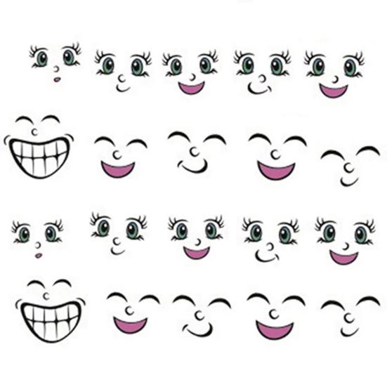 Smiling Face Nail Art Stickers DIY Decal Manicure Tips Cartoon Adorable Nail Art Decals for Nail Salons Home Use