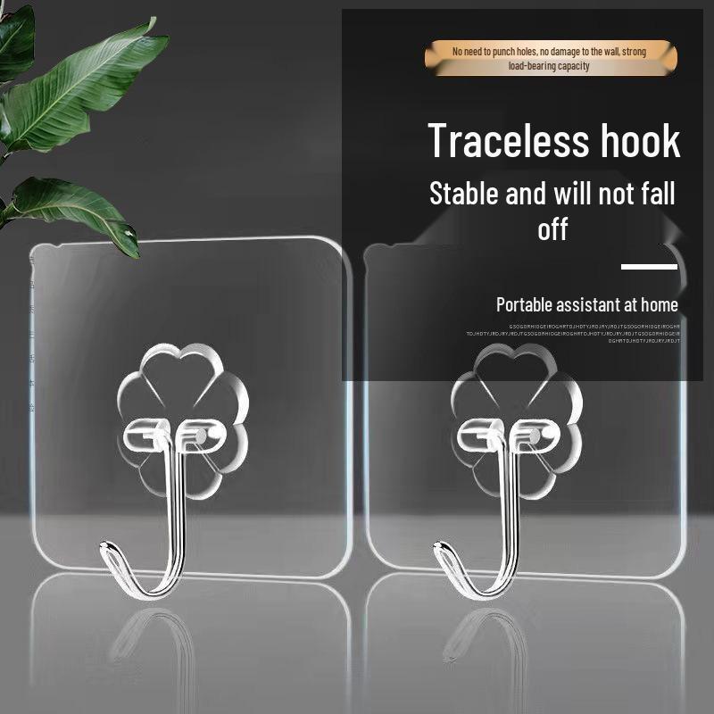Punch-Free Transparent Multi-functional Wall Hook for Kitchen, Bathroom, or Door - Strong Adhesive, Traceless Design