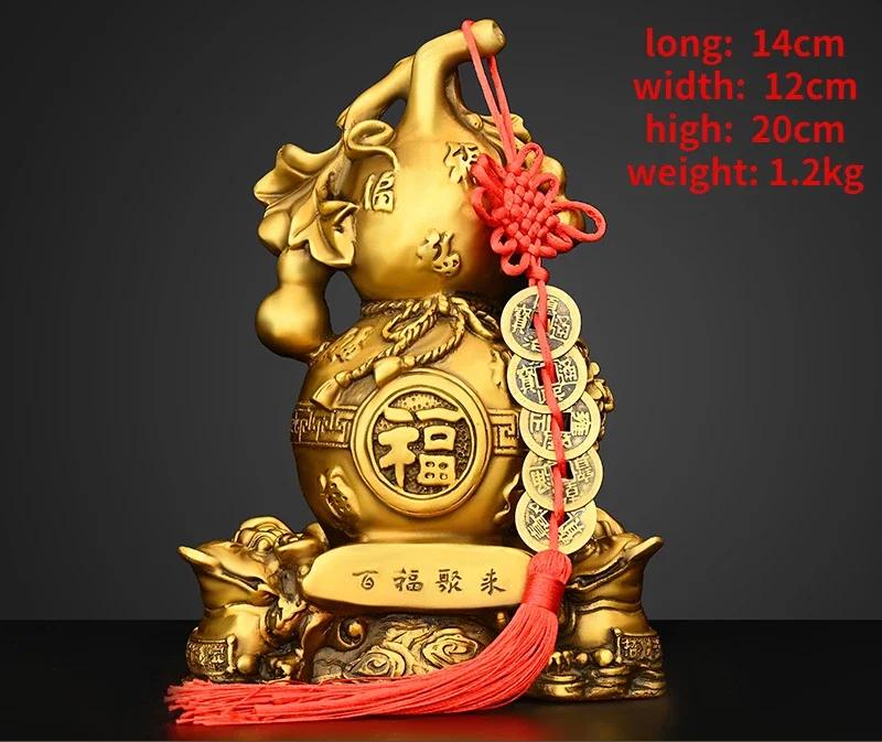 

feng shui Copper Gourd Ornament with Toad Feng Shui Living Room Decor for Hundred Blessings Gathering
