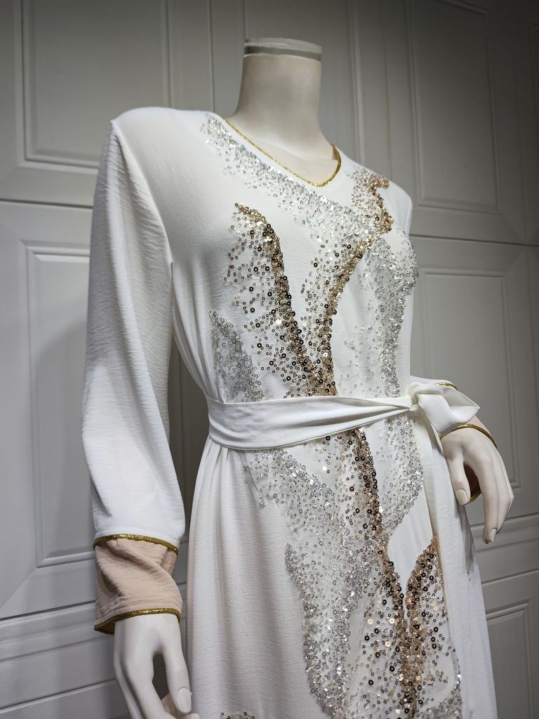 Haine pentru femei Broderie cu paiete Moda Abaya Orientul Mijlociu Rochie musulmană slim fit pentru femei