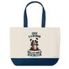 Sac shopping - PLANETEE - Amar Panda Grain - fond bleu - coton 40x45 cm - grand format