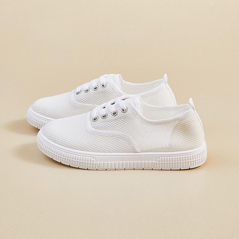 

Сетчатые универсальные маленькие белые туфли женские лето 2025 новые дышащие на плоской подошве с полым мягким дном сетчатые туфли повседневная спортивная обувь 40 белый