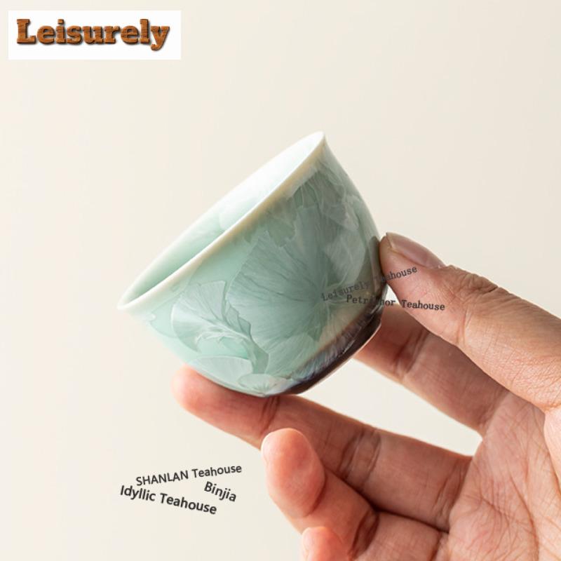 Crystal Glaze Kiln Fambe Teacup Elegant Tea Bowl Water Jug Tea-tasting Personal Cup Jianzhan Master Cups Teaware Decoration Gift