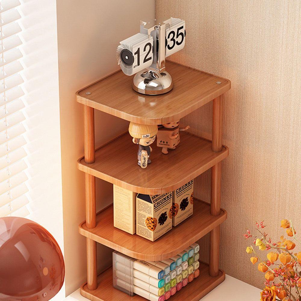 Stackable Desktop Corner Stand Vertical Design Corner Storage Rack Wood Book Shelf  Household