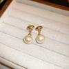 French retro silver needle pearl earrings simple niche exquisite earrings fashion high temperament earrings women