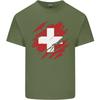 Torn Switzerland Flag Swiss Day Football Unisexs Light Cotton TShirt