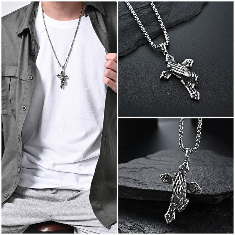 Mens Stainless Steel Jesus Christ Face Crucifix Cross Pendant Necklace Fashionable And Religious
