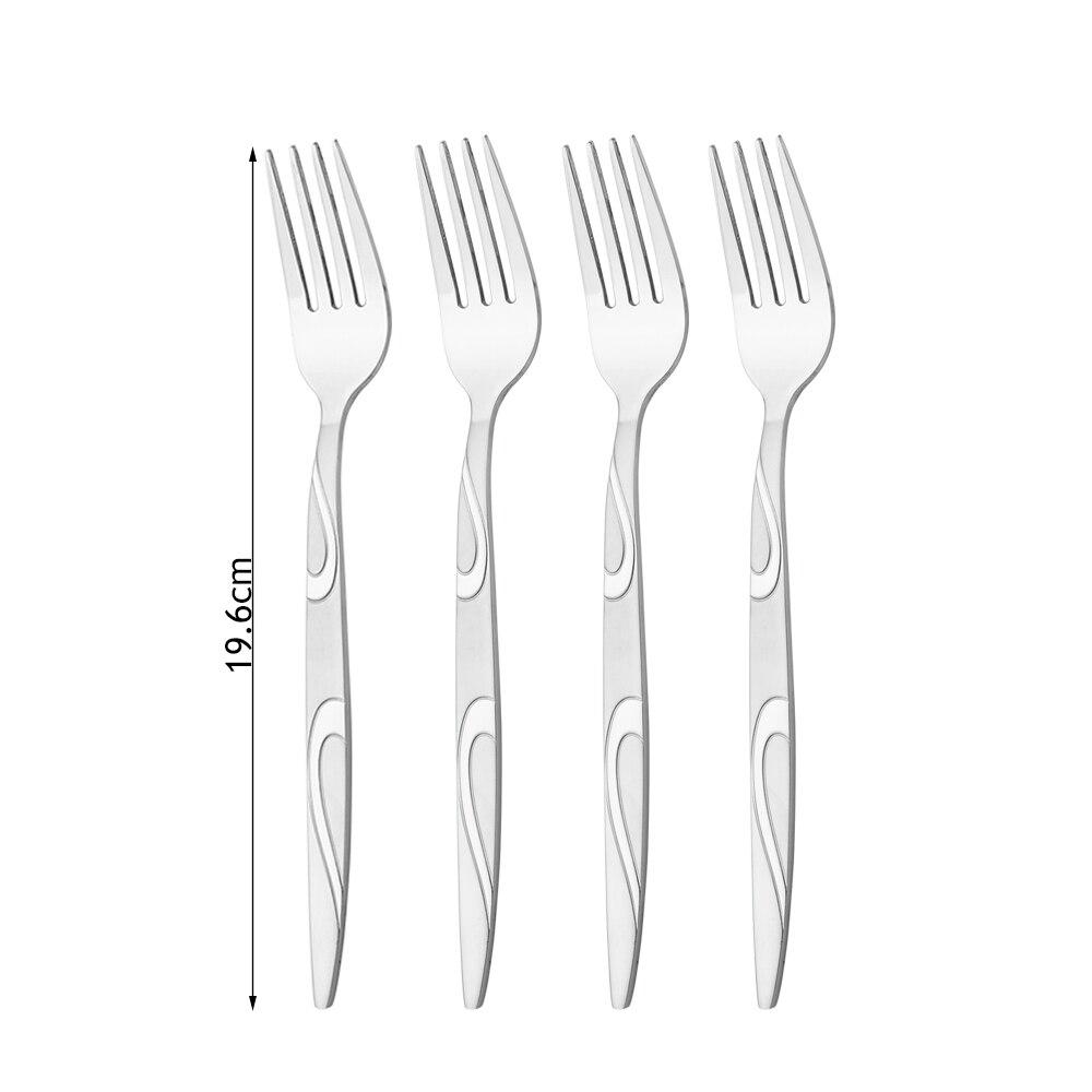 4PCS Western Vintage Silver Dinnerware Accessorie 18/10 Stainless Steel Set Repeatable Metal Spoons Fork Tableware for Kitchen Set