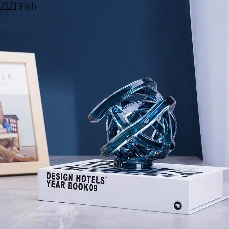 Twisted Coil Creative Transparent Glass Chain Sculpture Desk Decoration Crafts Ornaments Room Aesthetics Decor Modern Artwork