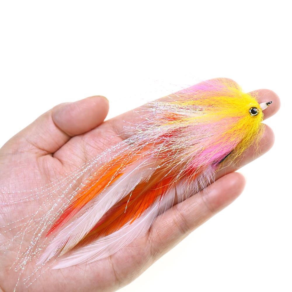 1/ 2PZ Misura 1/0 Occhi di Pesce 3D Mosca Streamer Pesca in Acqua Salata Salmone Luccio Trota Iridea Muschio Lure per Pesca a Mosca