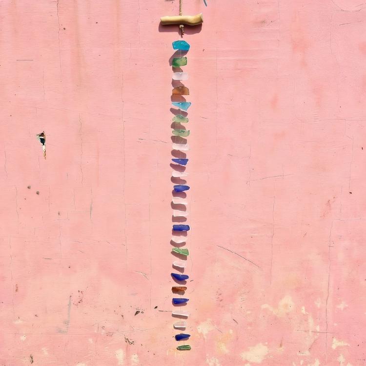 Friendly Sea Glass Wind Chimes With Wooden Detail For Relaxing Sounds Beach Room Decors for Home Indoor or Outdoor