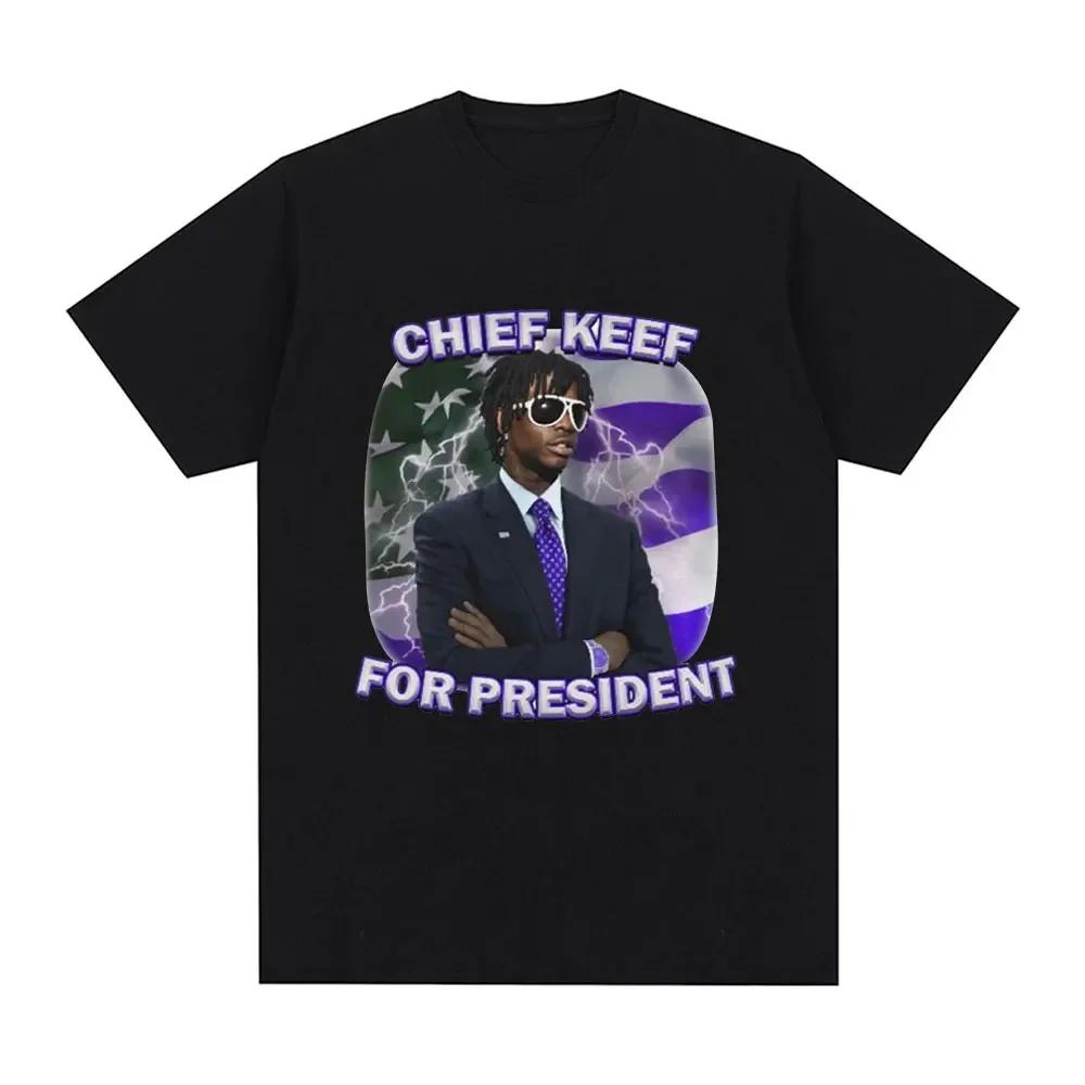 Rapper Chief Keef for President Fashion Casual Short Sleeved Tshirt Beautiful Retro Extra Large Womens Tshirt Street Clothing