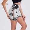 Short de yoga coupe slim haute élasticité contrôle du ventre sans couture séchage rapide tie-dye ajouré anti-exposition fesses relevées taille haute douce jogging course à pied