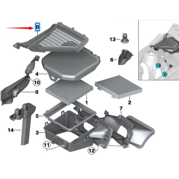 Osłona wycieraczek BMW X3 F25 do numerów części 64319184004, 64319184005