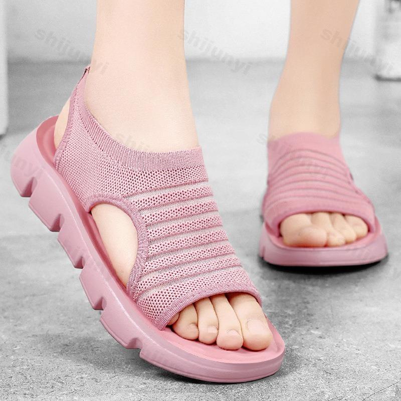Fashion Summer Women Shoes 2025 New Mesh Peep Toe Breathable Sandals Fashion Soft Comfortable Open Toe Wedge Sandals Beach Casual Shoe