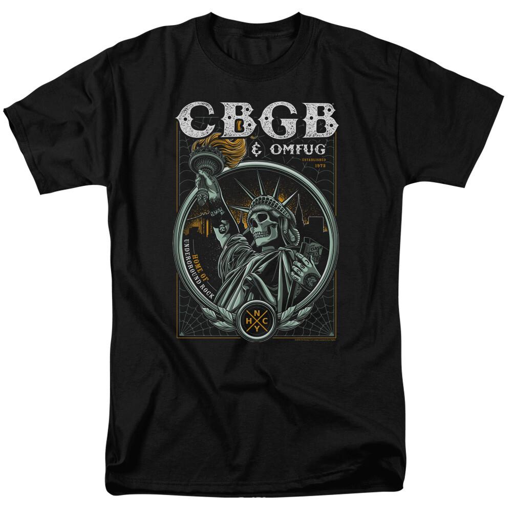 CBGB OMFUG Liberty Skull T Shirt Licensed Home Of Underground Rock Tee Black XXXXL