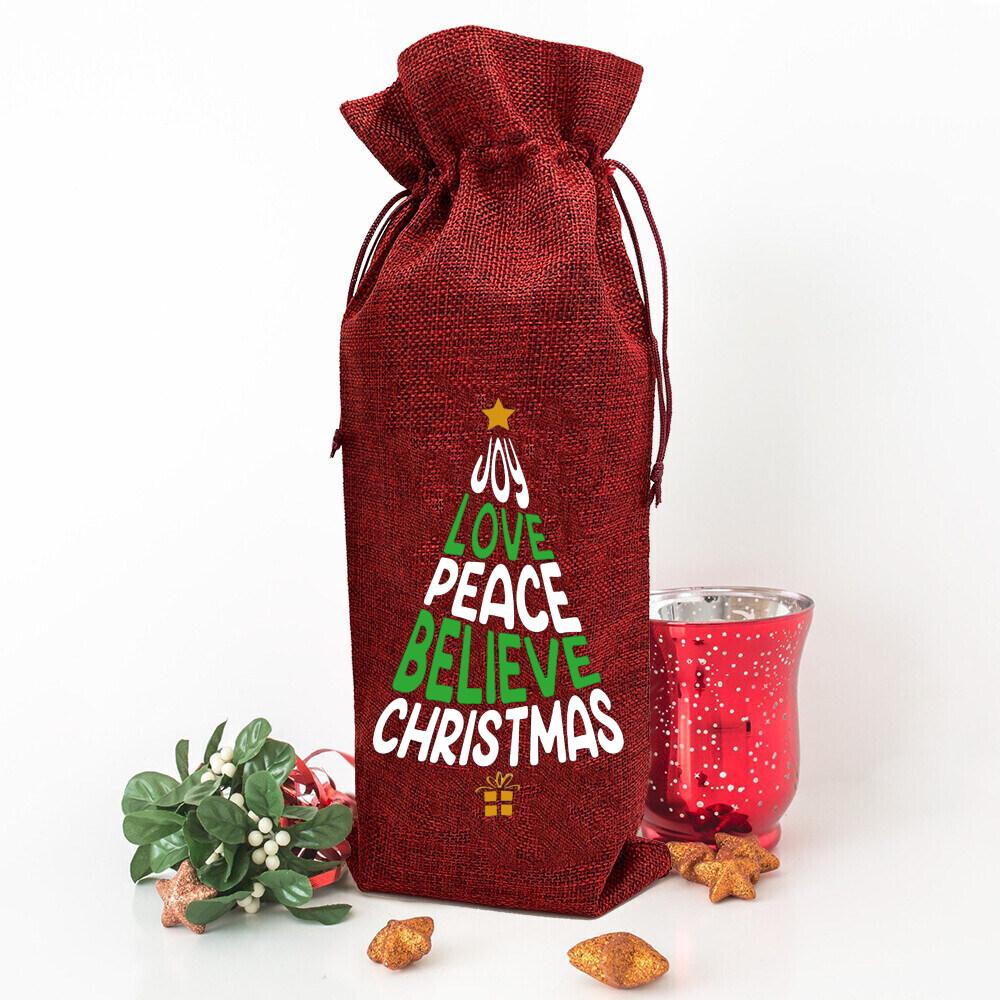 

The Most Wonderful Wine of The Year Print Wine Bag Christmas Gift Decoration Dinner Party Xmas Table Bottle Drawstring Bags