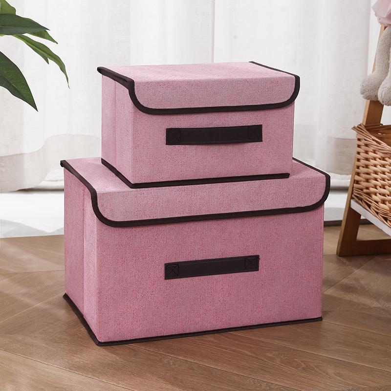 Foldable Fabric Storage Box Set, Stackable & Dustproof, with Lid - 2 Pieces.