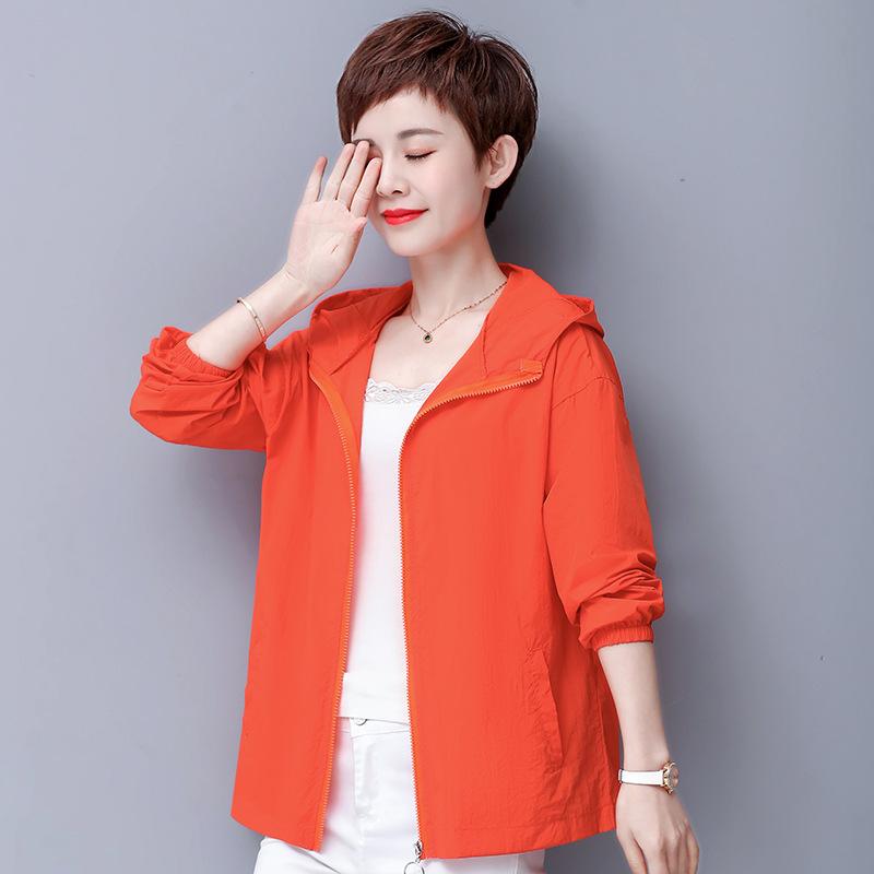 Mittelalterliche Mutter Sommer Dünne Jacke Koreanisch Locker Stehkragen Reißverschluss Sonnenschutz Kleidung Damen Locker Sonnenschutzjacke 5XL