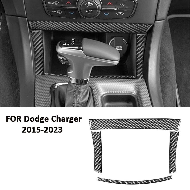 Carbon Fiber Car Central Console Storage Box Panel Frame Trim Strips Decoration Interior Sticker For Dodge Charger 2015-