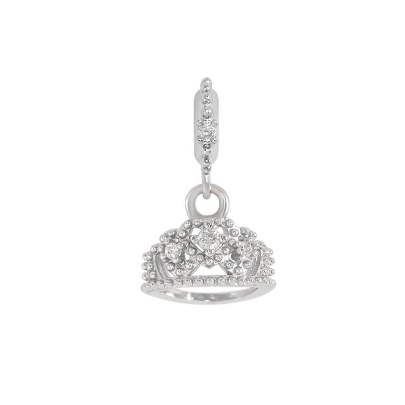 Cartoon Princess Heart Pendant Necklace Female, Simple Design High-End Diamond Crown Necklace
