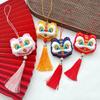 Chinese Style Lion Dance Tassels Pendant Cartoon New Year Zodiac Awakened Lion Decorative Lion Dance Keychain