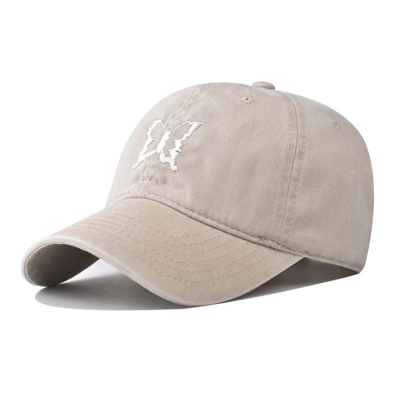 Cotton Wash Vintage Butterfly Embroidered Baseball Cap With Curved Brim For Adults Summer