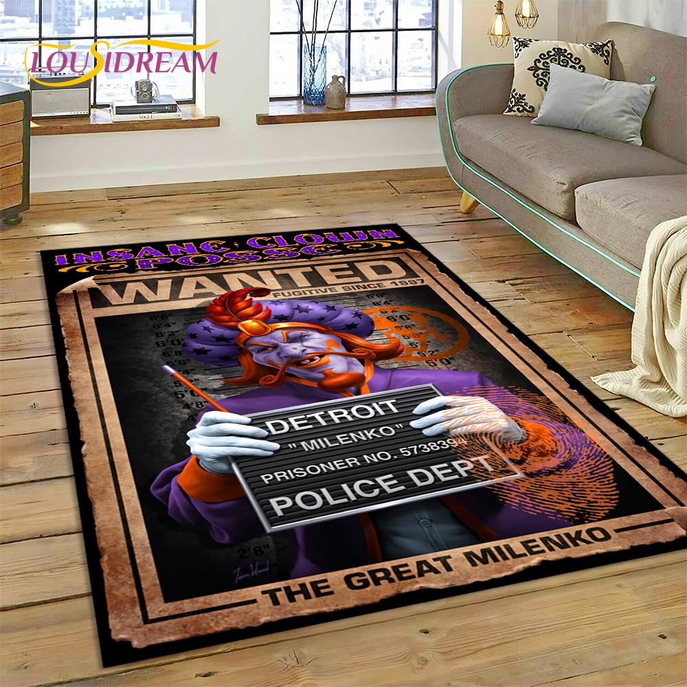 3D Rap Metal Insane Clown Posse Icp Juggalo Carpet Rug for Bedroom Living Room Home Sofa Decoration,Game Large Decor Floor Mat