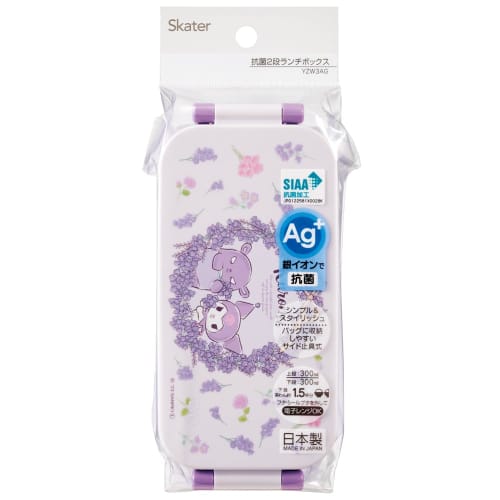 Skater Bento Box Kuromi Květinový věnec Sanrio 600ml Antibakteriální 2 vrstvy pro ženy Vyrobeno v Japonsku YZW3AG-A