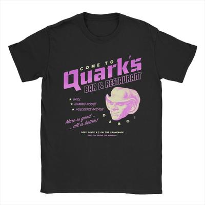 Novelty Stars Treks Deep Space Nine Come To Quark's Bar Logo T-Shirt Men Cotton T Shirt  Short Sleeve Tee Shirt Gift Clothing