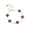 18 Karat Vergoldetes Kleeblatt Halskette Armband Anhänger Ohrring Set Damen Mit Perlmutt Charme