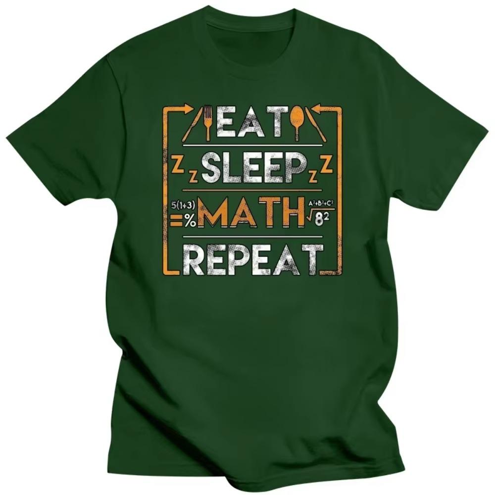 Lustiges Eat Sleep Math Repeat T-Shirt Kurzarm Baumwoll-T-Shirt Rundhalsausschnitt Freizeitshirt Mathematische Mathematik T-Shirt Tops Geschenkidee