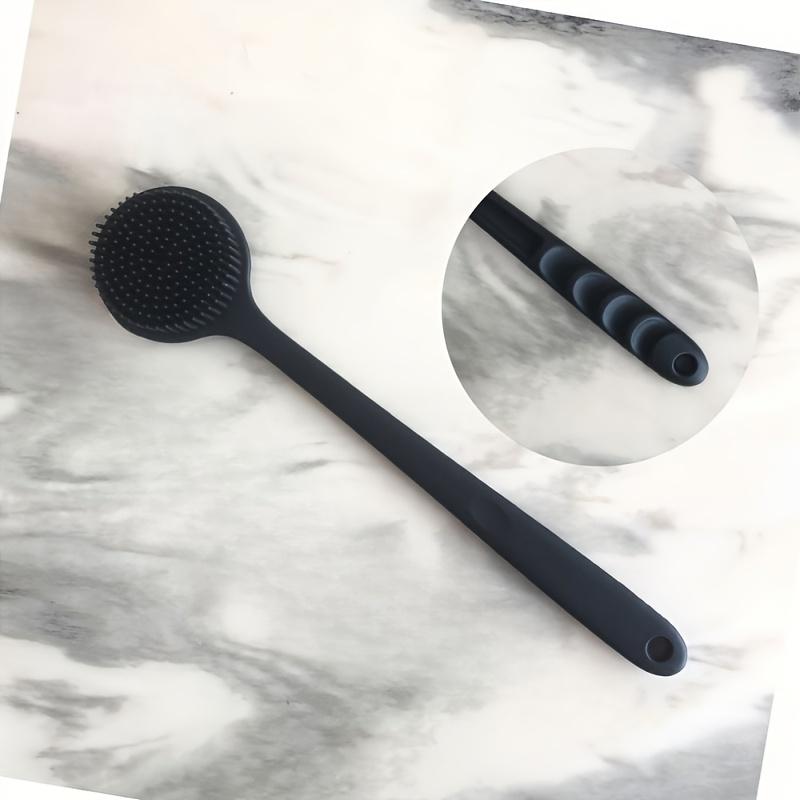 Silicone Double-Sided Exfoliating & Massaging Shower Brush - Extended Handle Back Scrubber for Deep Cleansing, Rich Lather, Body & Hair Care